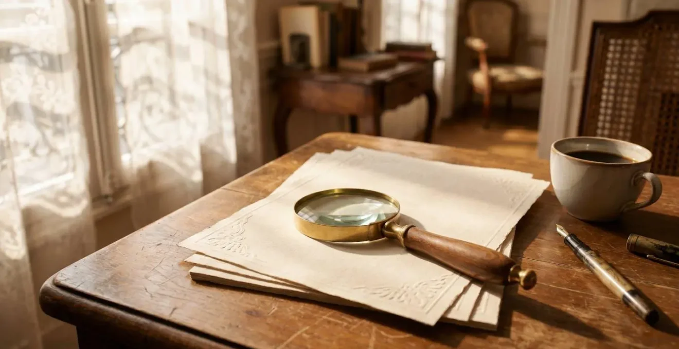 Une loupe posée sur un document contractuel abstrait, symbolisant la lecture attentive des clauses d'un contrat d'assurance en France
